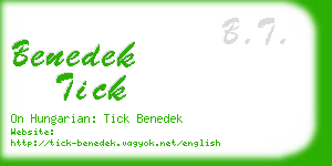 benedek tick business card